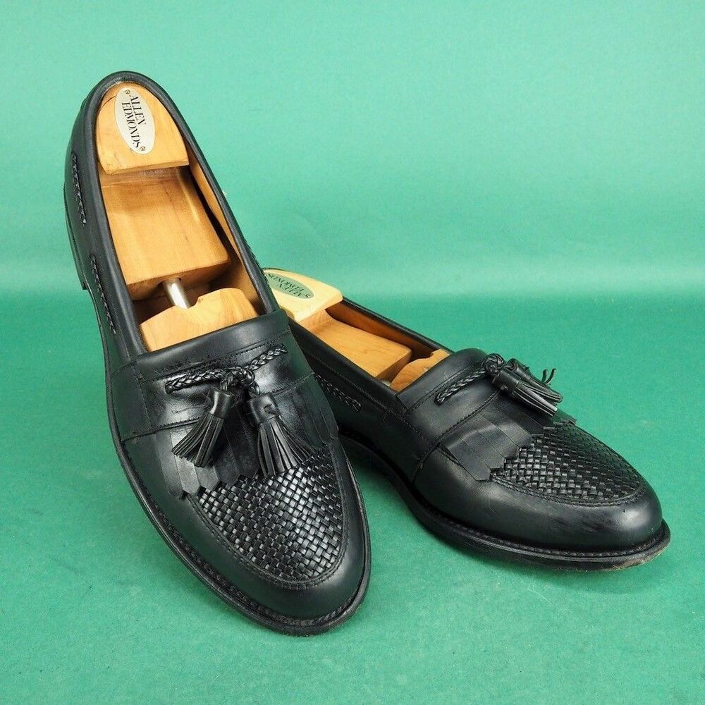 Allen Edmonds Cody Woven Black Leather Tassel Loafer Kiltie Men Size 11 C Narrow
